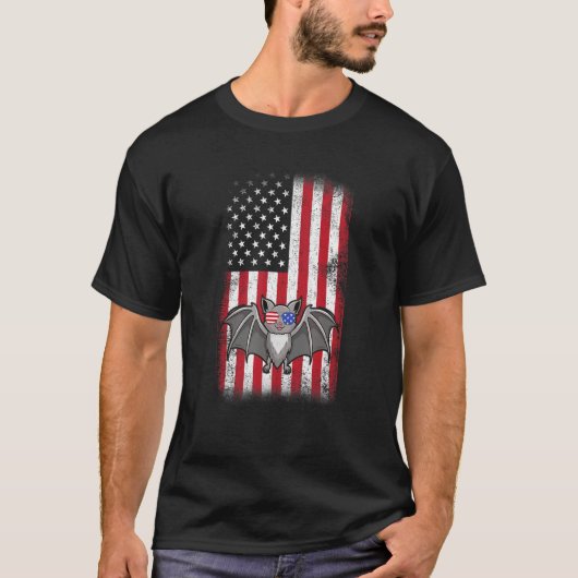 T-shirt Bat American Drapeau Garçons Filles Hommes Femmes  (Devant)