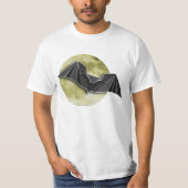 T-shirt Bat en papier Origami avec Lune Bleue/Jaune (Devant)