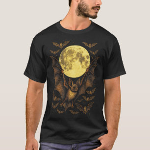 T-shirt Bat Moon Halloween Gothique Éffrayant Nature Nuit