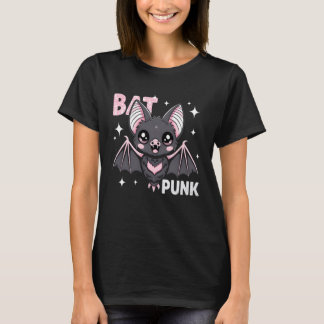 T-shirt Bat Punk Funny Kawaii Bat Halloween Punk Rock Love