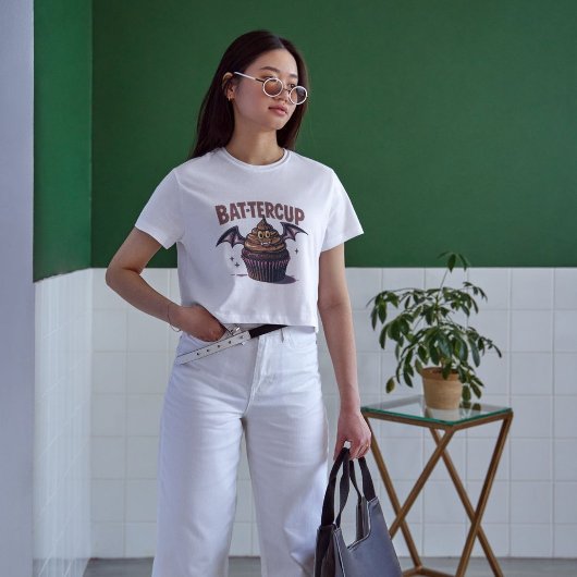 T-shirt Bat-tercup Funny Halloween Cupcake Food Pun