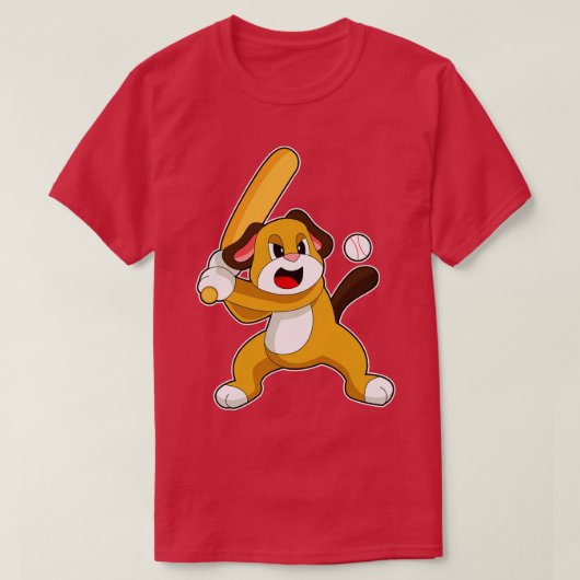 T-shirt Bataille de baseball de chien (Design devant)