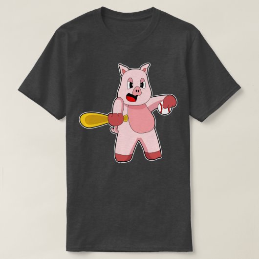 T-shirt Bataille de baseball de cochon (Design devant)