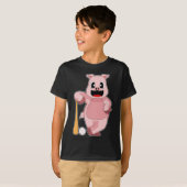 T-shirt Bataille de baseball de cochon (Devant entier)