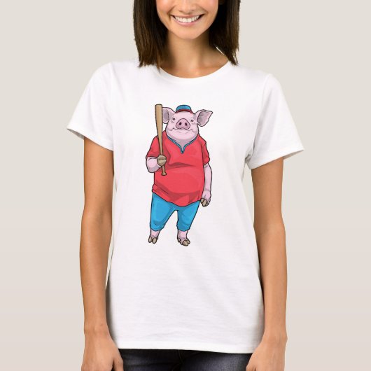 T-shirt Bataille de baseball de cochon (Devant)