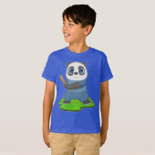 T-shirt Bataille de baseball de panda (Devant entier)
