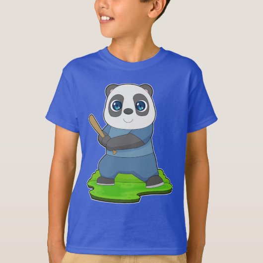 T-shirt Bataille de baseball de panda (Devant)