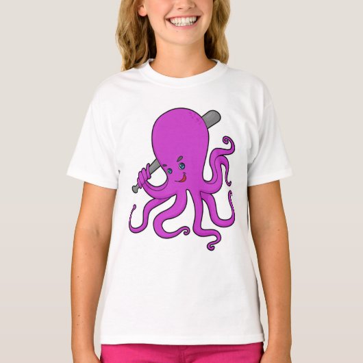T-shirt Bataille de baseball de pieuvre (Devant)