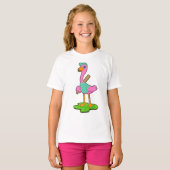 T-shirt Bataille de baseball Flamant rose (Devant entier)