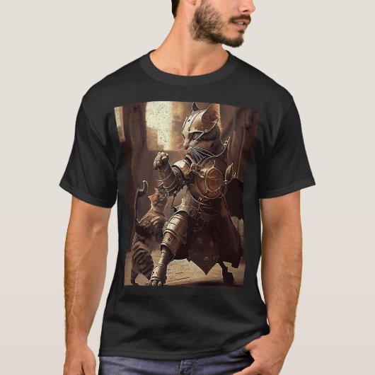 T-shirt Bataille de chats Steampunk (Devant)