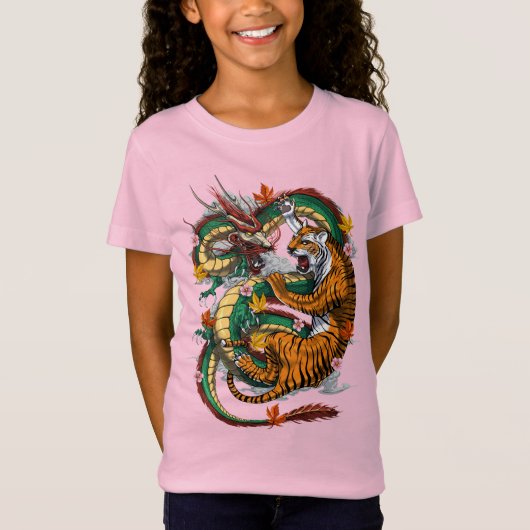 T-Shirt Bataille japonaise de Tigre Dragon (Devant)