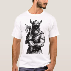 T-shirt Bataille prêt Viking avec une hache, bande dessiné
