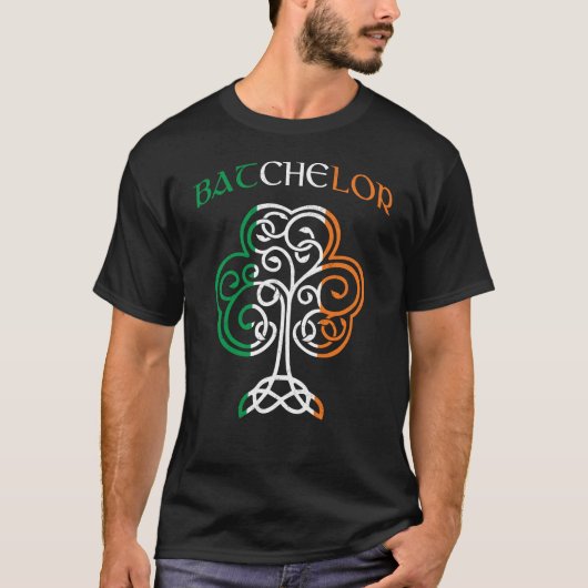 T-shirt BATCHELOR Irlandais Nom Shamrock Irlande Drapeau F (Devant)
