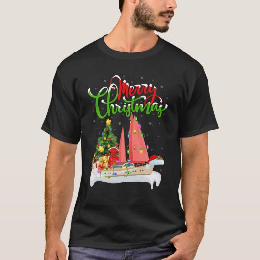 T-shirt Bateau à voile Lover éclairage Père Noël Voilier B (Devant)