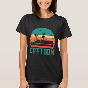 T-shirt Bateau Captoon Coucher de soleil Rétro Ponton Capi
