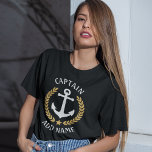 T-shirt Bateau d'Ancre ou nom de capitaine Gold Laurel Sta<br><div class="desc">Une ancre nautique conçue sur mesure,  des feuilles de lauriers de style or et une étoile d'or avec grade de capitaine ou autre titre et votre nom ou nom de bateau personnalisé sur un T-shirt femme. Plusieurs couleurs au choix. Fait un grand cadeau.</div>