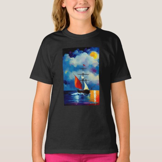 T-shirt Bateau dans la nuit (Devant)