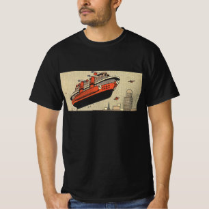 T-shirt Bateau de croisière de science-fiction vintage hél