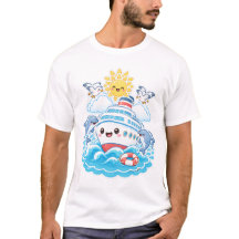 Bateau de croisière mignon Kawaii dauphin mer voya