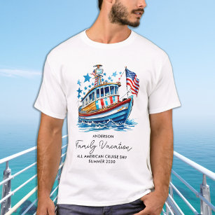 T-shirt Bateau de croisière patriotique Vacances familiale
