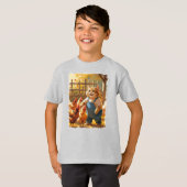 T-shirt Bateau de ferme avec poulets ! (Devant entier)