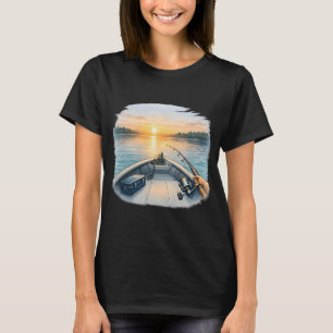 T-shirt Bateau de pêche au coucher du soleil – Art de pêch