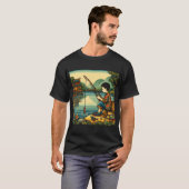 T-shirt Bateau de pêche mignon (cercle) (Devant entier)