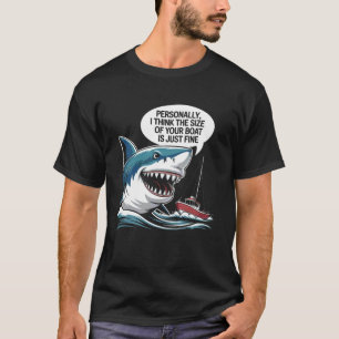 T-shirt Bateau de requin drôle Taille Humour Océan Pêche S