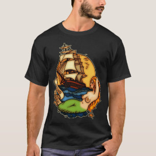 T-shirt Bateau de sirène et de pirate