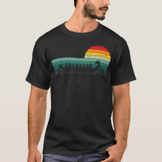 T-shirt Bateau Dragon Coucher de Soleil Rétro