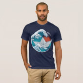 T-shirt Bateau en papier et vagues (Devant entier)