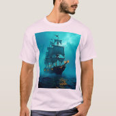 T-shirt Bateau fantôme sur le design Stormy Seas (Devant)