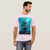 T-shirt Bateau fantôme sur le design Stormy Seas (Devant entier)