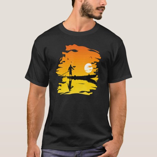 T-shirt Bateau Hommes Silhouette Lake Reflection Sunset Ca (Devant)