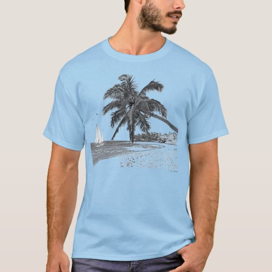 T-shirt Bateau Ocean Beach Palm Tree (Devant)