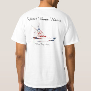 T-shirt Bateau patriotique de pêche sportive de nom fait