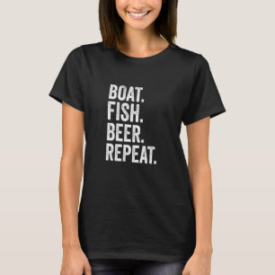 T-shirt Bateau Poisson Bière Répéter Boire Pêche Appât Lac
