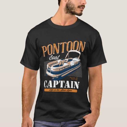 T-shirt Bateau Pontoon Capitaine Lente Voie Funny Lake Et  (Devant)