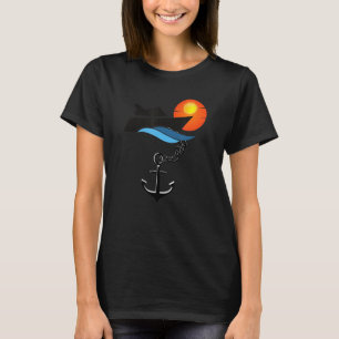 T-shirt Bateau sur Ancre Coucher de soleil Chemises de bat