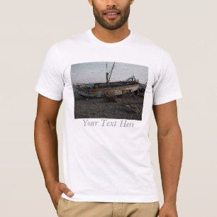 T-shirt bateau sur la plage de galets pots de homard gravé