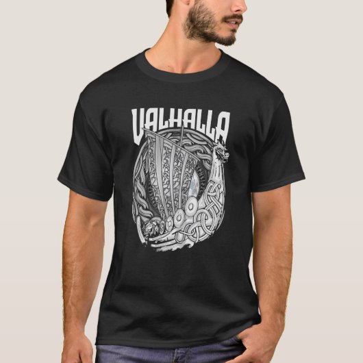 T-shirt Bateau Viking Norseman Bateau Viking Runes Odin Va (Devant)