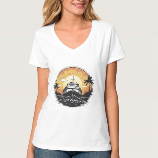 T-shirt Bateau vintage au Sunset (Devant)