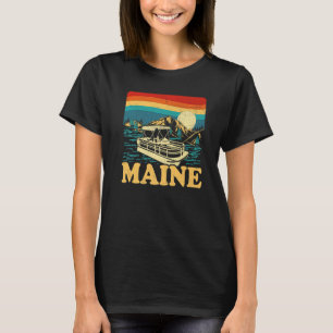 T-shirt Bateau Vintage du lac Maine Sunset Pontoon