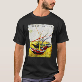 T-shirt Bateaux De Pêche Sur La Plage Tee Van Gogh Art Pai