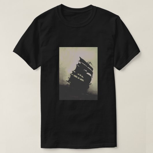 T-shirt Bateaux peints à la main de tempête de perle noire (Design devant)