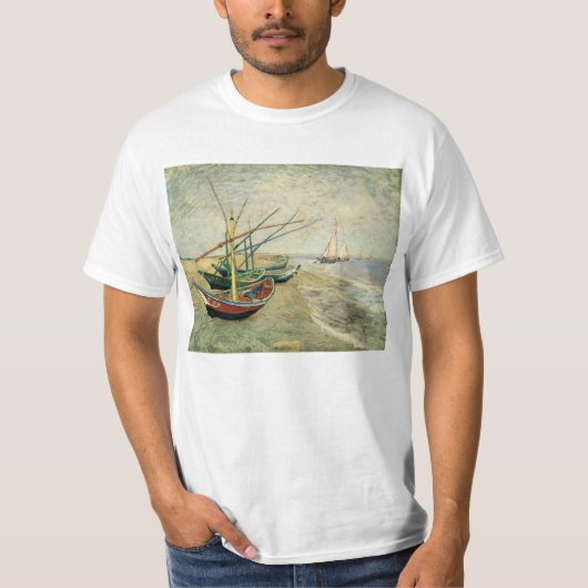 T-shirt Bateaux sur la plage de Saintes-Maries (Devant)