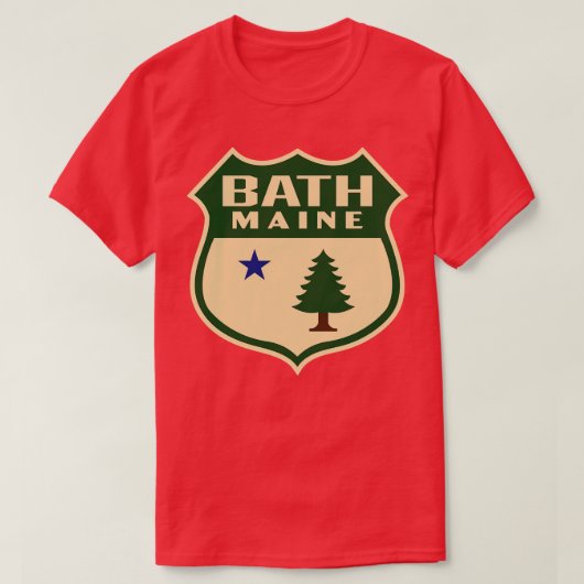 T-shirt Bath Maine Retro Pine Tree Shield Vert (Design devant)