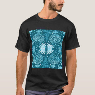 T-shirt Batik de poisson océanique, corail et crabes en bl