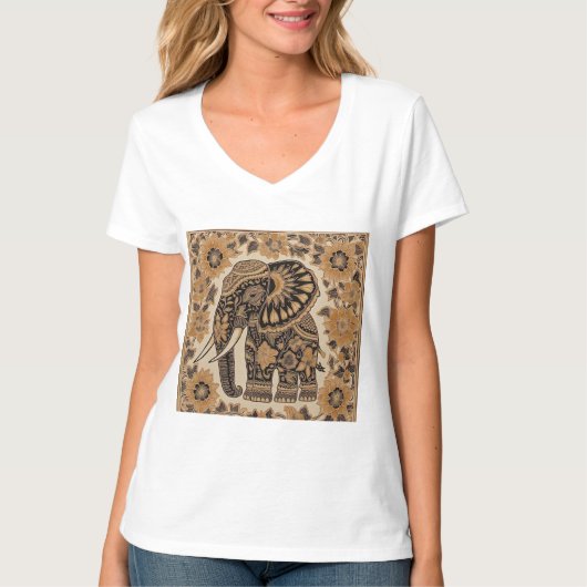 T-shirt Batik Elephant Vintage Style Design (Devant)