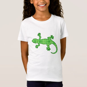 T-Shirt Batik tribal Gecko - chaux et vert émeraude